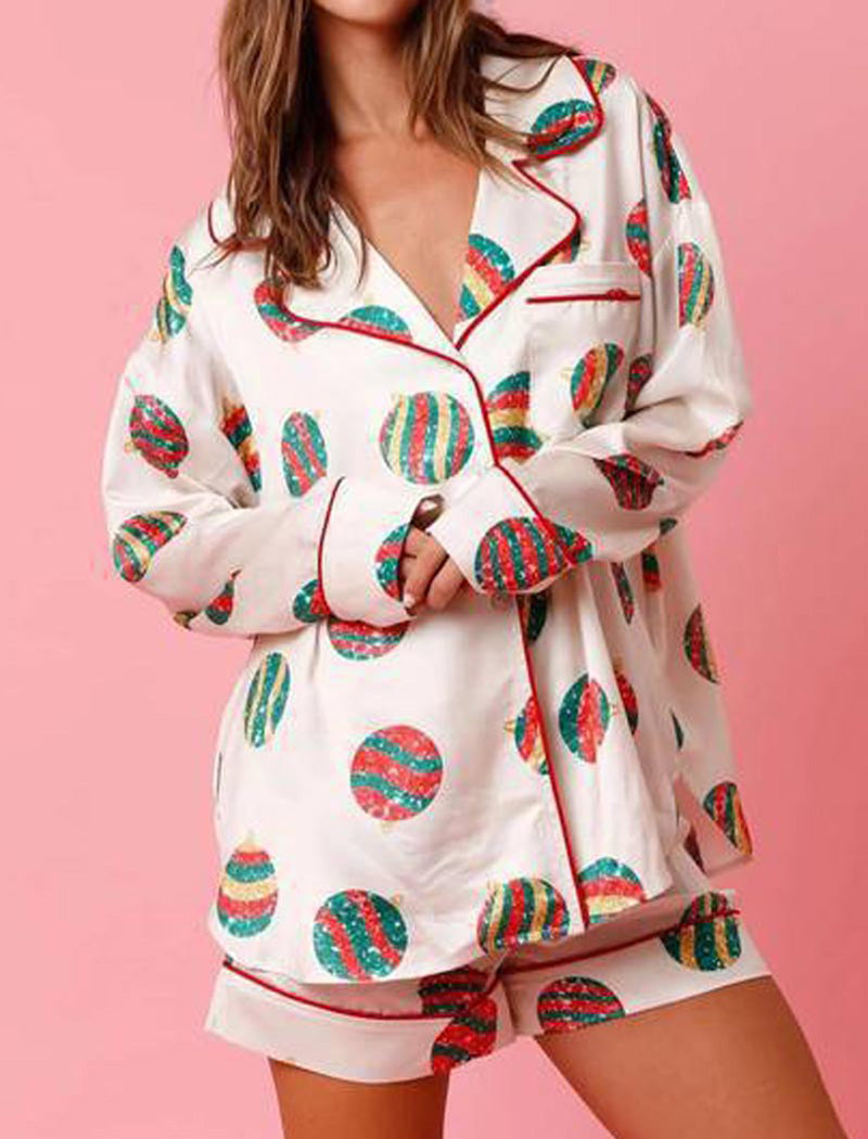 Halloween Button-Up Top and Shorts Pajama Set