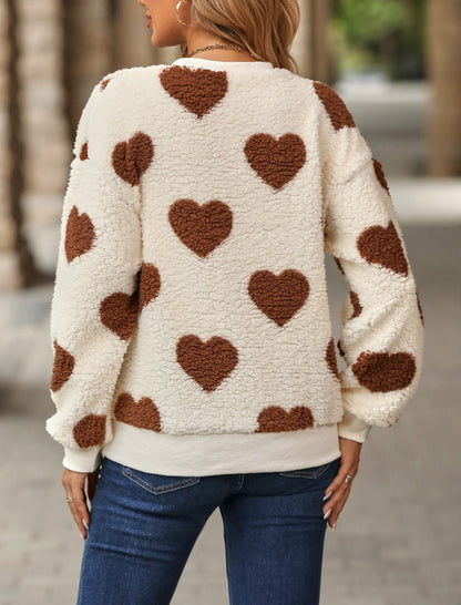 Heart-Print Fuzzy Top