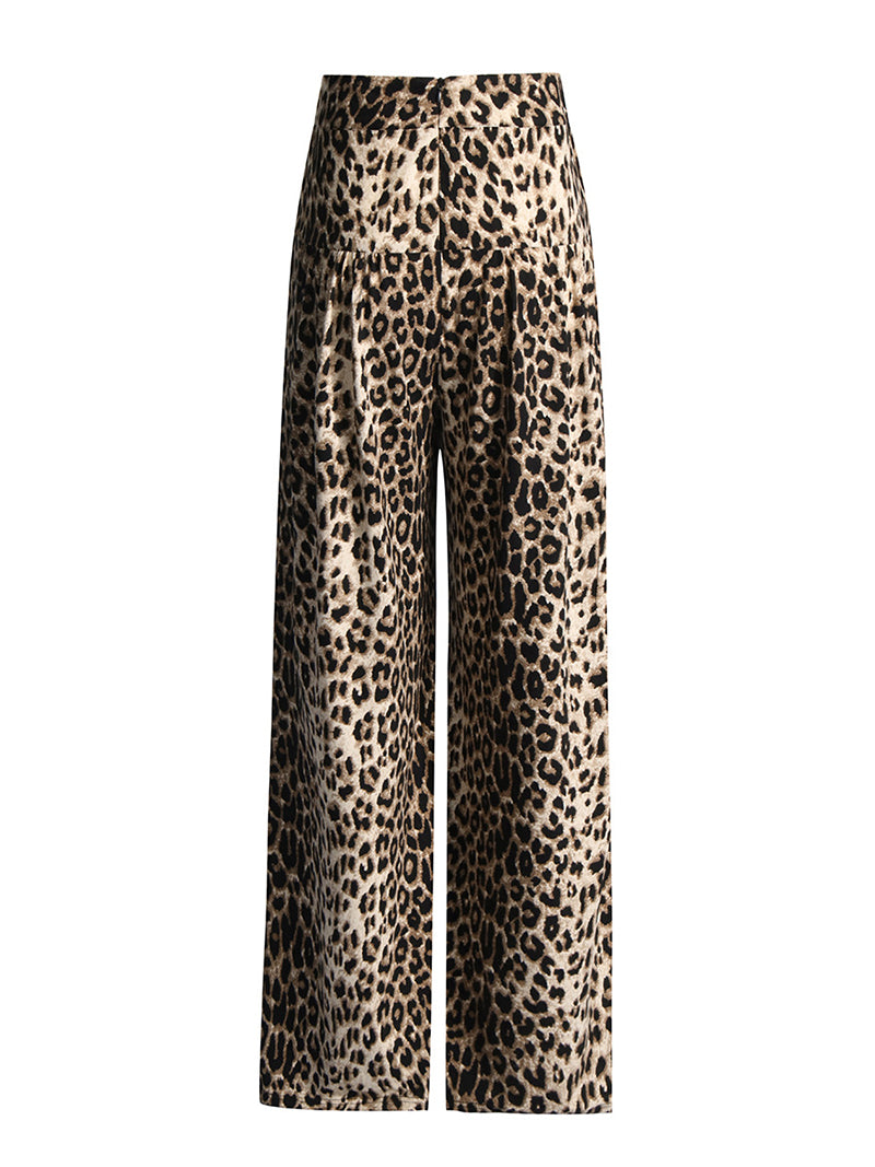 Leopard Print Wide-Leg Pants