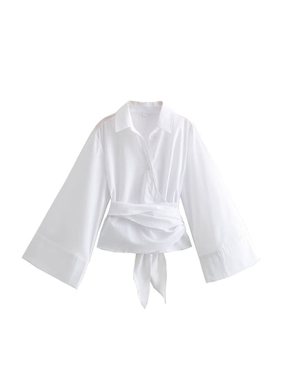 Wrap Bell Sleeve Blouse