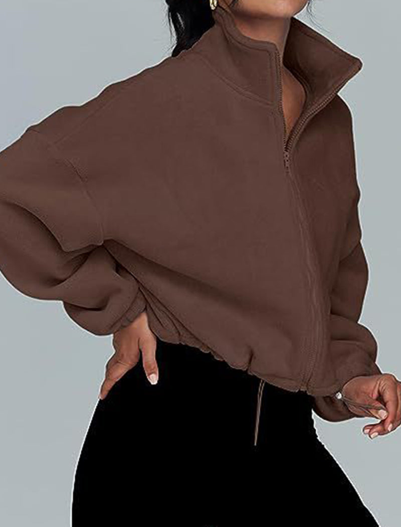 Zip-Up Cropped Pullover