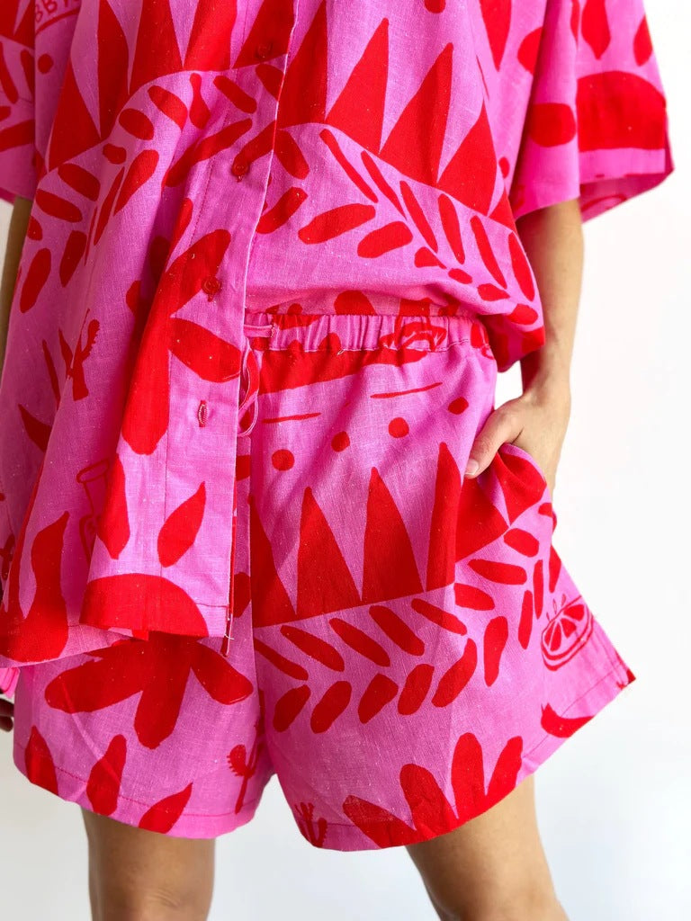 Graphic Print Shirt and Shorts Set