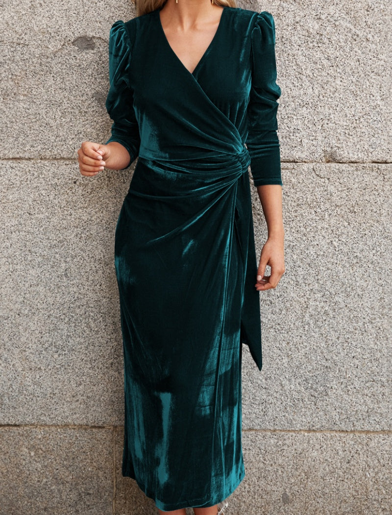 Velvet Wrap Maxi Dress