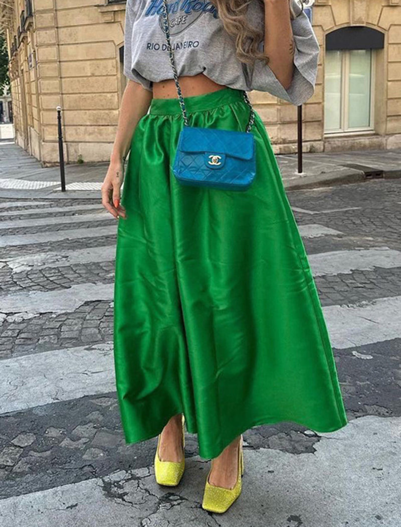 High-Rise Satin Maxi Skirt