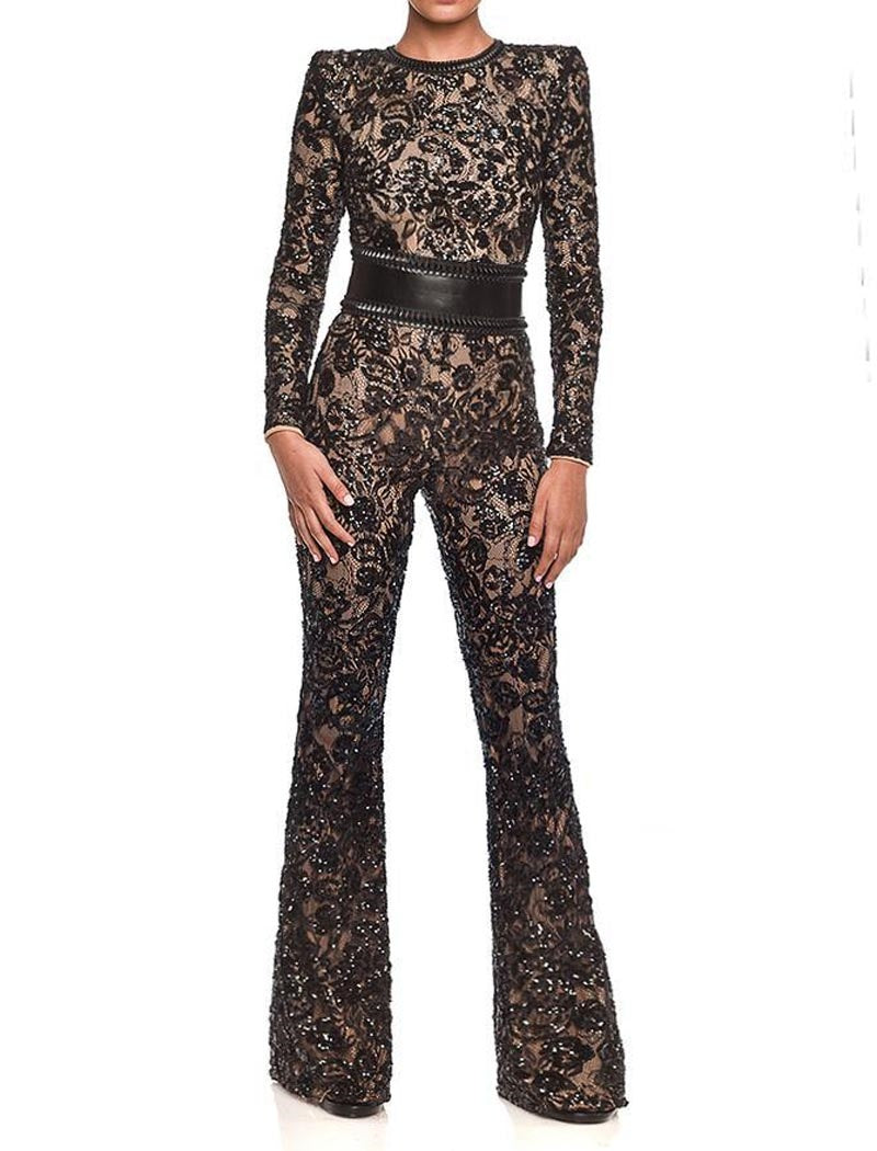 Floral Lace High-Waisted Jumpsuit