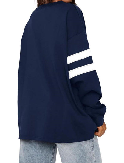 Casual Striped Patchwork Pullover