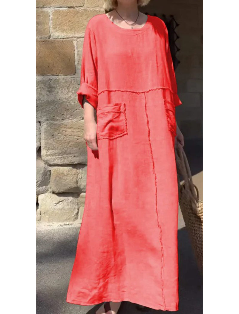 Oversized Pockets Maxi Dress