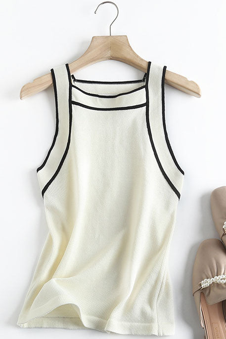 Contrast Trim Sleeveless Top