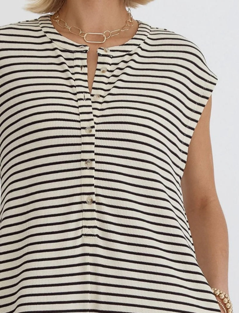 Striped Sleeveless Wide-Leg Jumpsuit