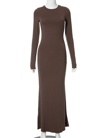 Long Sleeve Slim-Fit Bodycon Maxi Dress