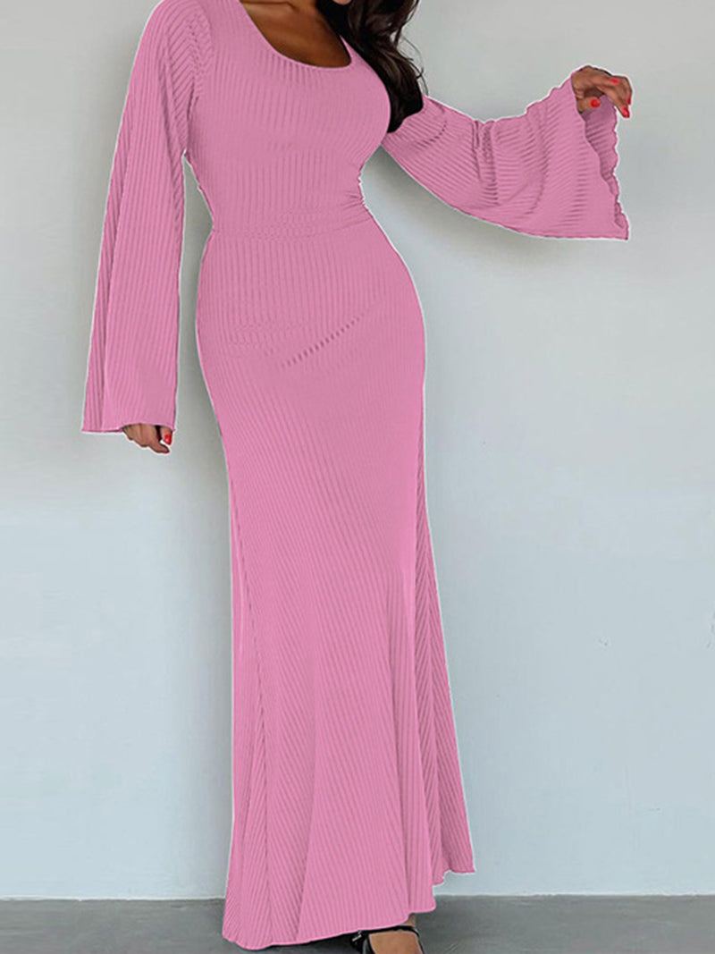 Flare Sleeves Square Neck Maxi Dress