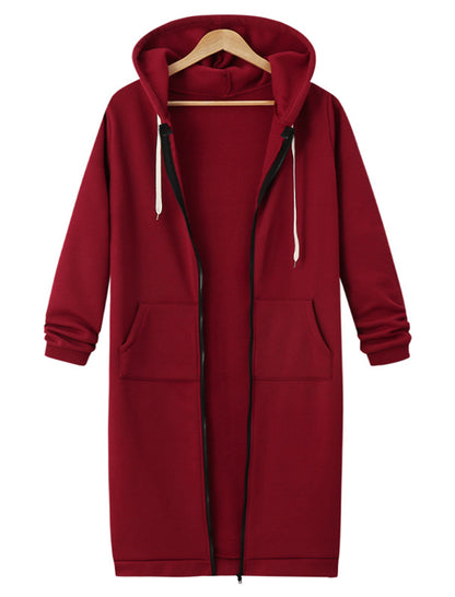 Hooded Long-Sleeve Mid-Length Coat