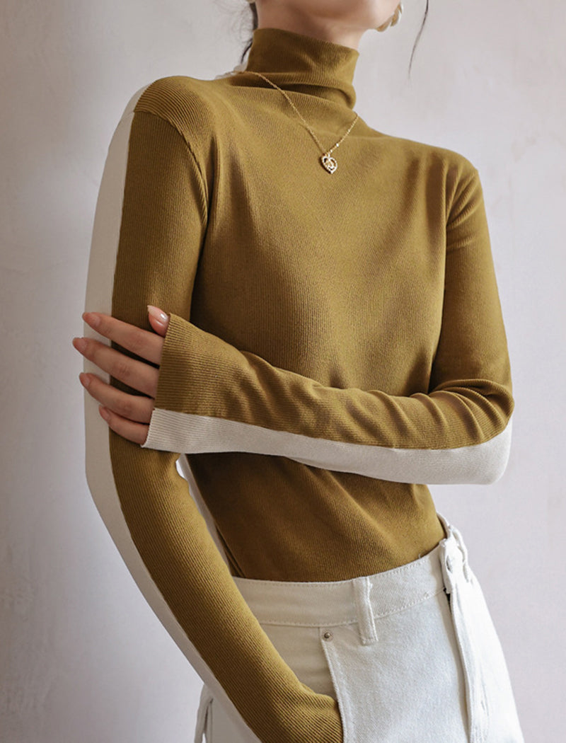 Colorblock Turtleneck Top