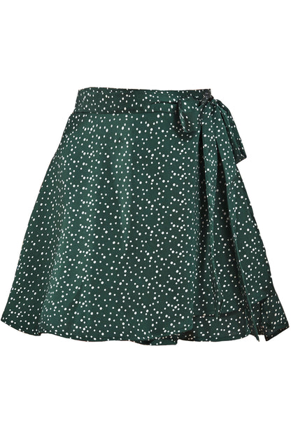 Polka Dot Wrap Mini Skirt