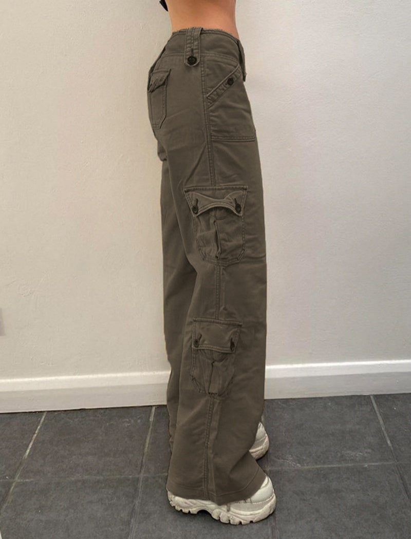 Buttoned Wide-Leg Jeans