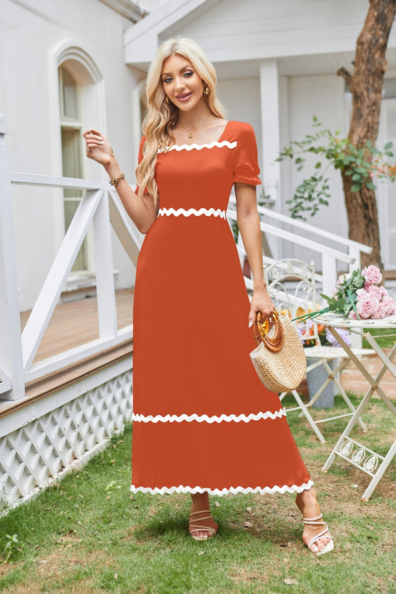 Smocked Puff-Sleeve Maxi Dress