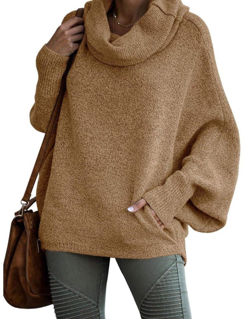 Oversized Cowl Neck Knit Sweater