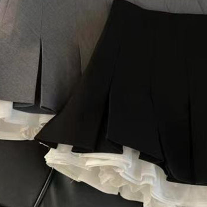 Ruffle High-Waisted Pleated Skirt