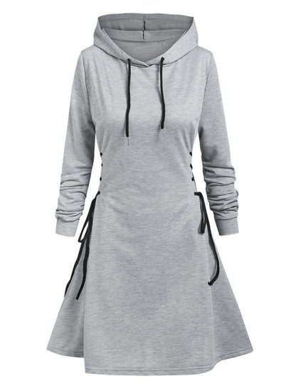 Lace-Up Hooded Dress