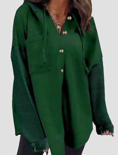 Oversized Buttoned Drawstring Hoodie