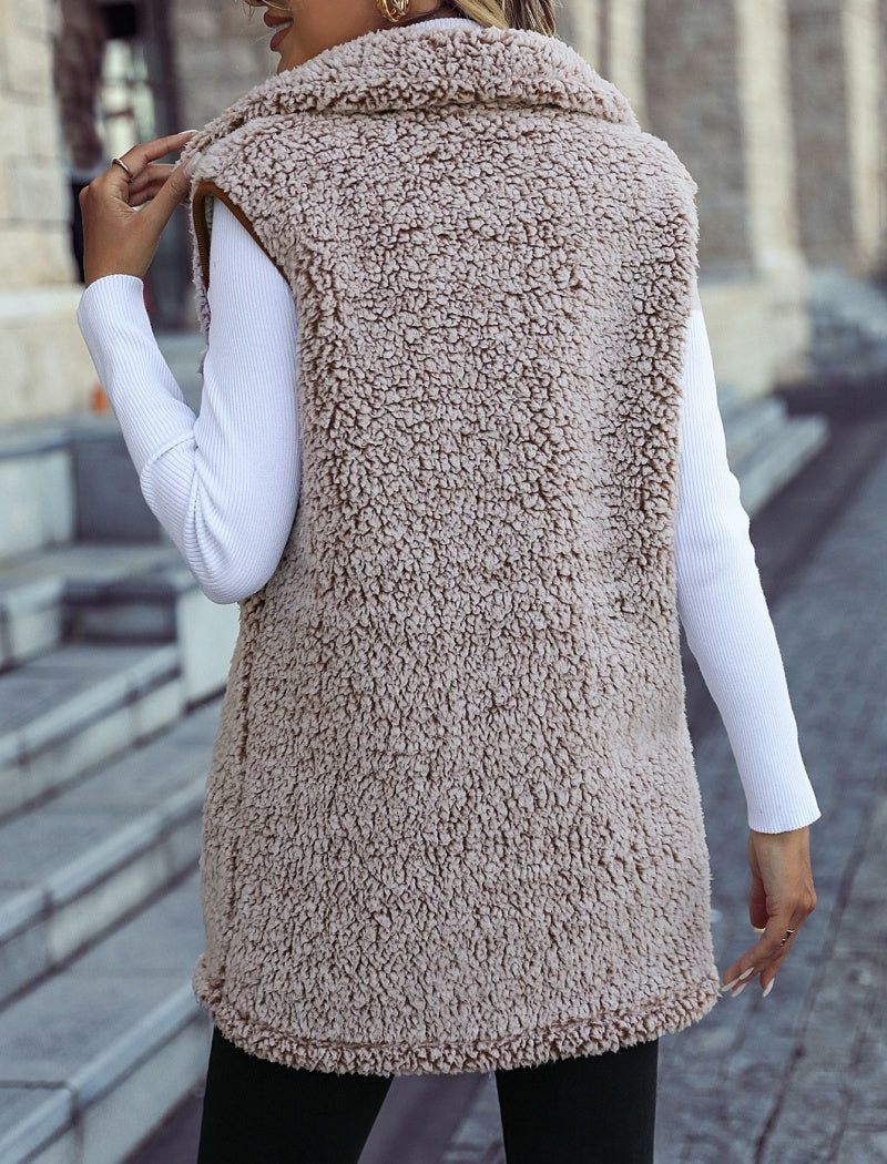 Sleeveless Sherpa Button Vest