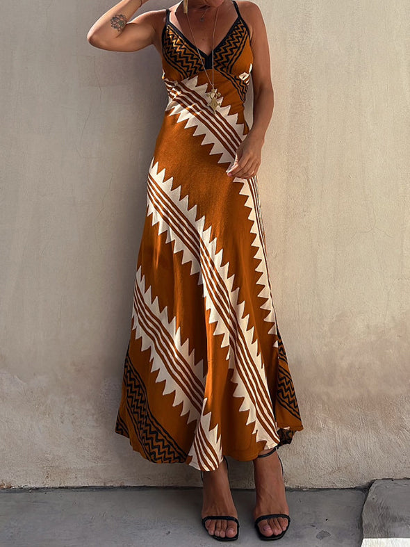 Geometric Print Maxi Dress