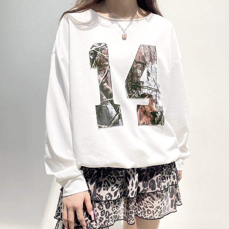 Printed Number Back Pullover Top