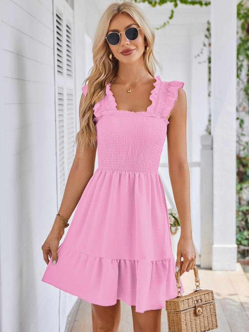 Ruffle Sleeve Smocked Dress