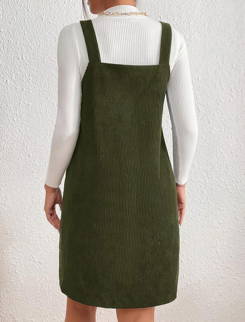 Sleeveless Corduroy A-Line Dress