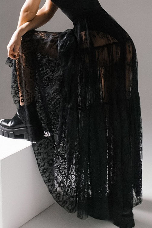 Sheer Lace Maxi Skirt