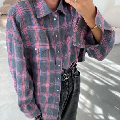 Plaid Button-Front Shirt