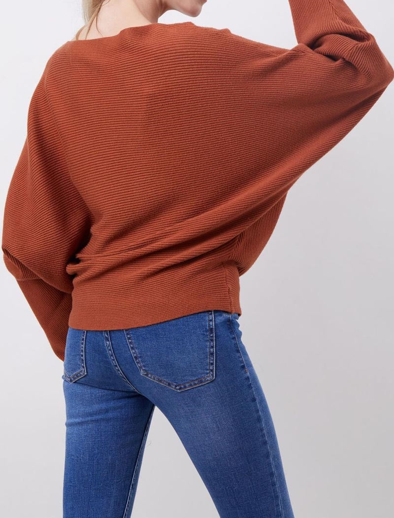 Relaxed Fit Ribbed Knit Sweater