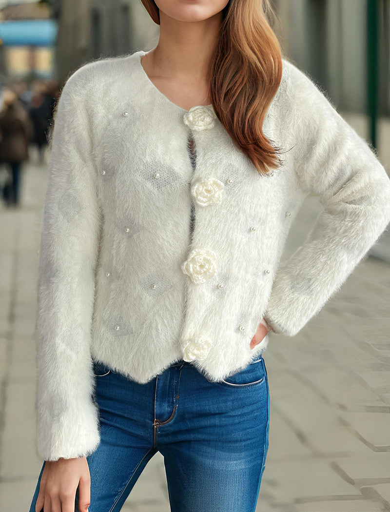 Mohair Open Front Cardigan