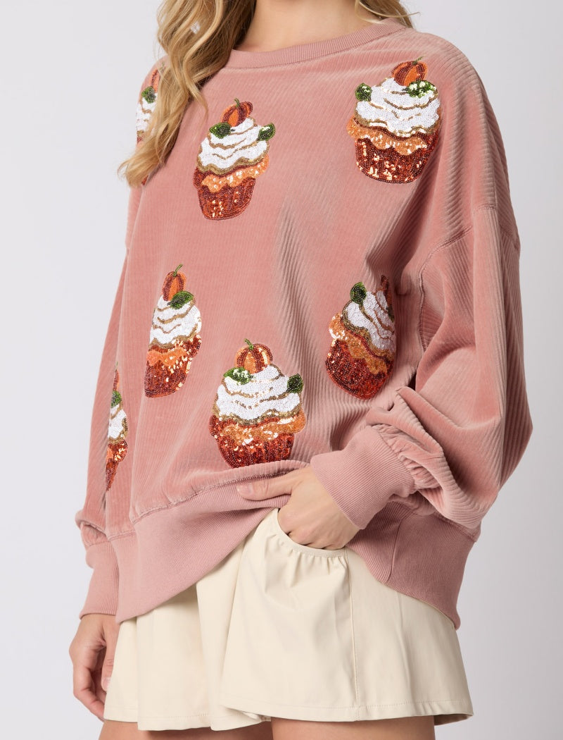 Sequin Cupcake Embellished Pullover
