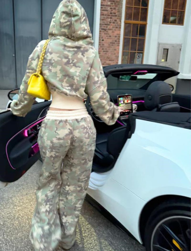 Camo Print Hoodie and Jogger Set