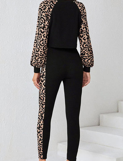 Leopard Crop Top and Leggings Set