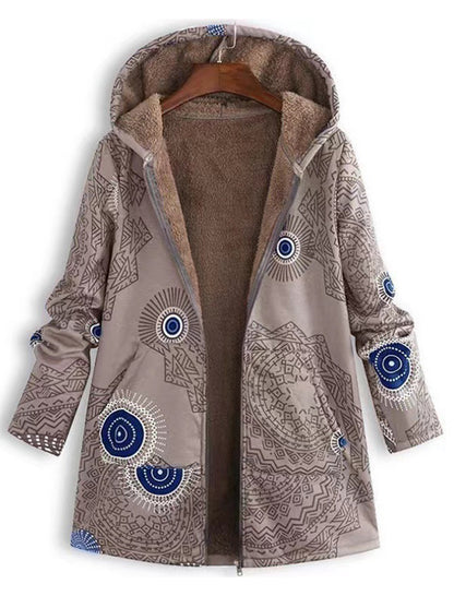 Graphic Hooded Zip-Up Coat