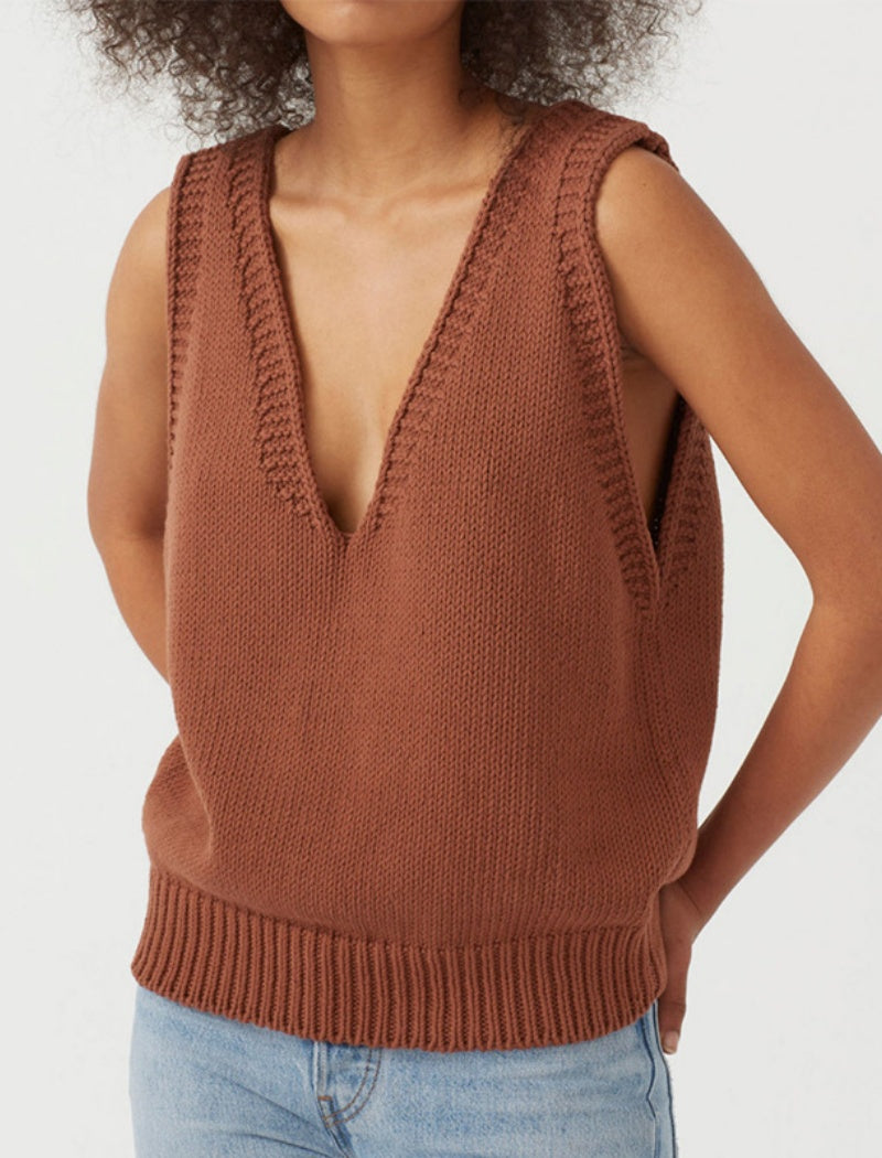 V-neck Knit Sleeveless Vest