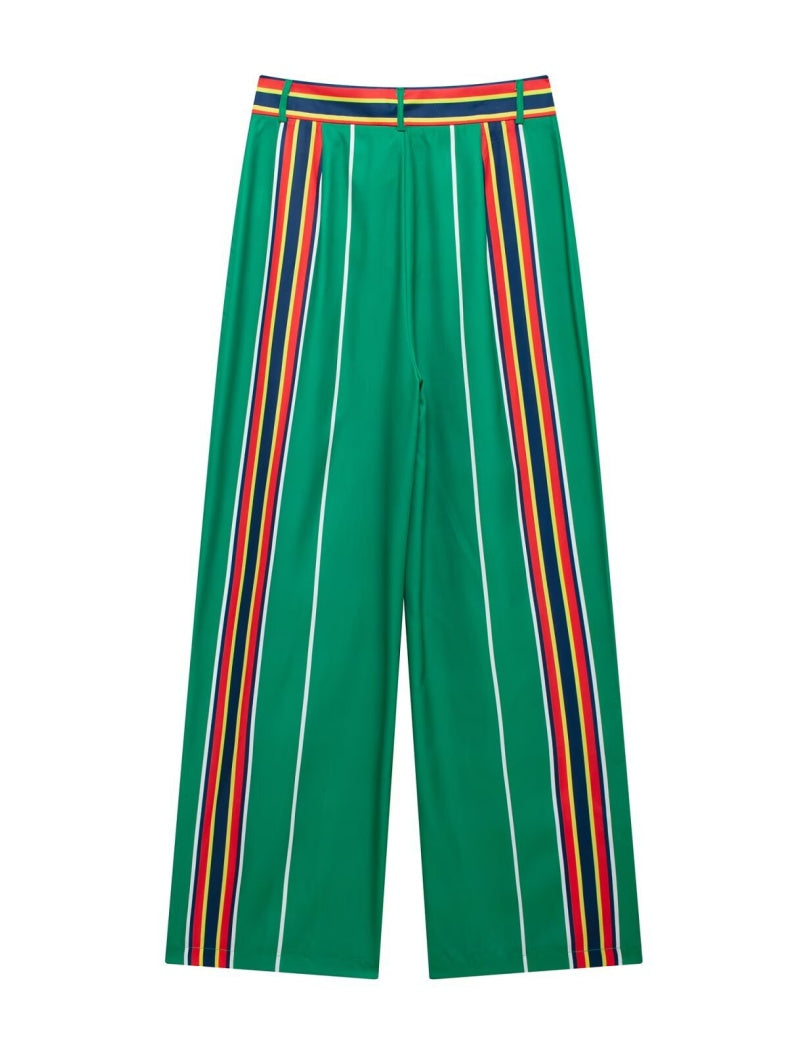 Striped High-Waist Wide-Leg Pants