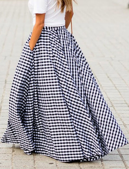 Plaid High-Waisted A-Line Skirt