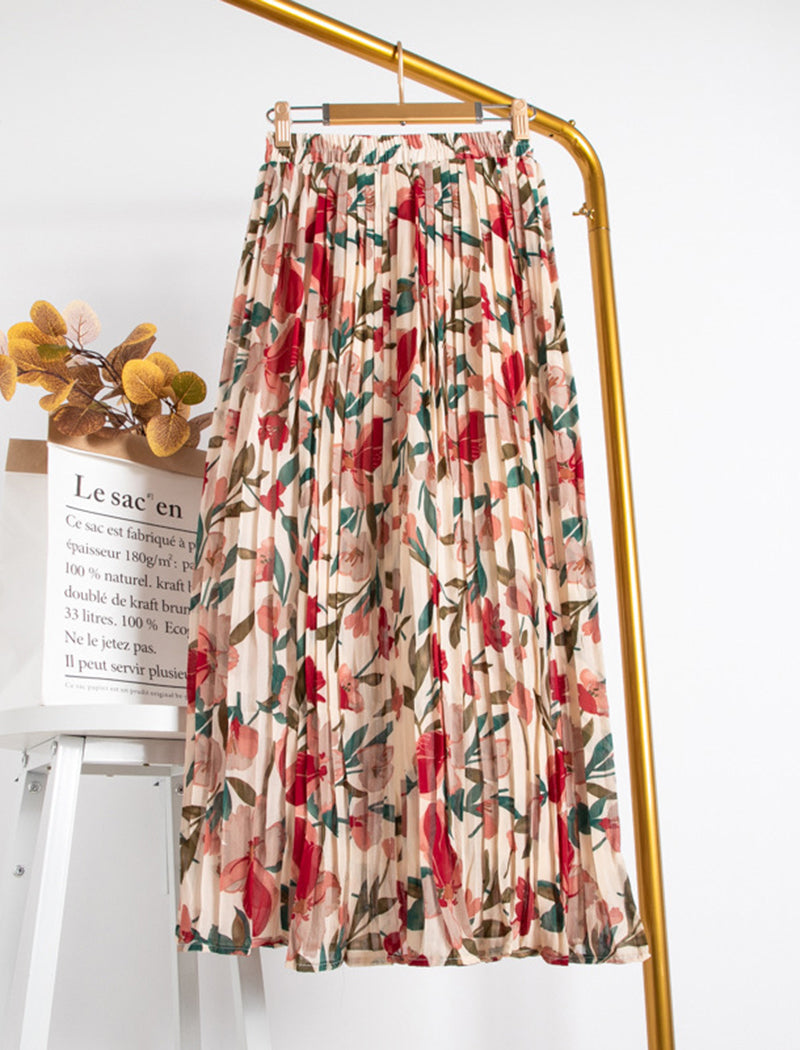 Floral A-Line Mid-Length Skirt