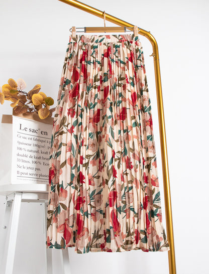 Floral A-Line Mid-Length Skirt
