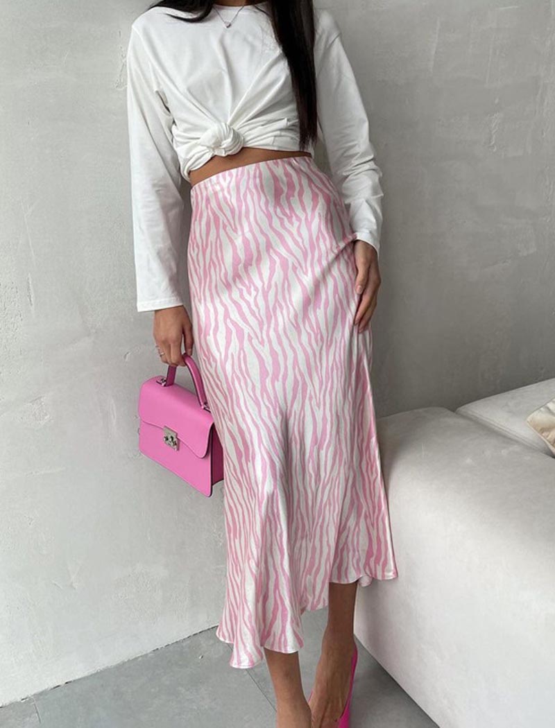 Zebra Print Mermaid Midi Skirt