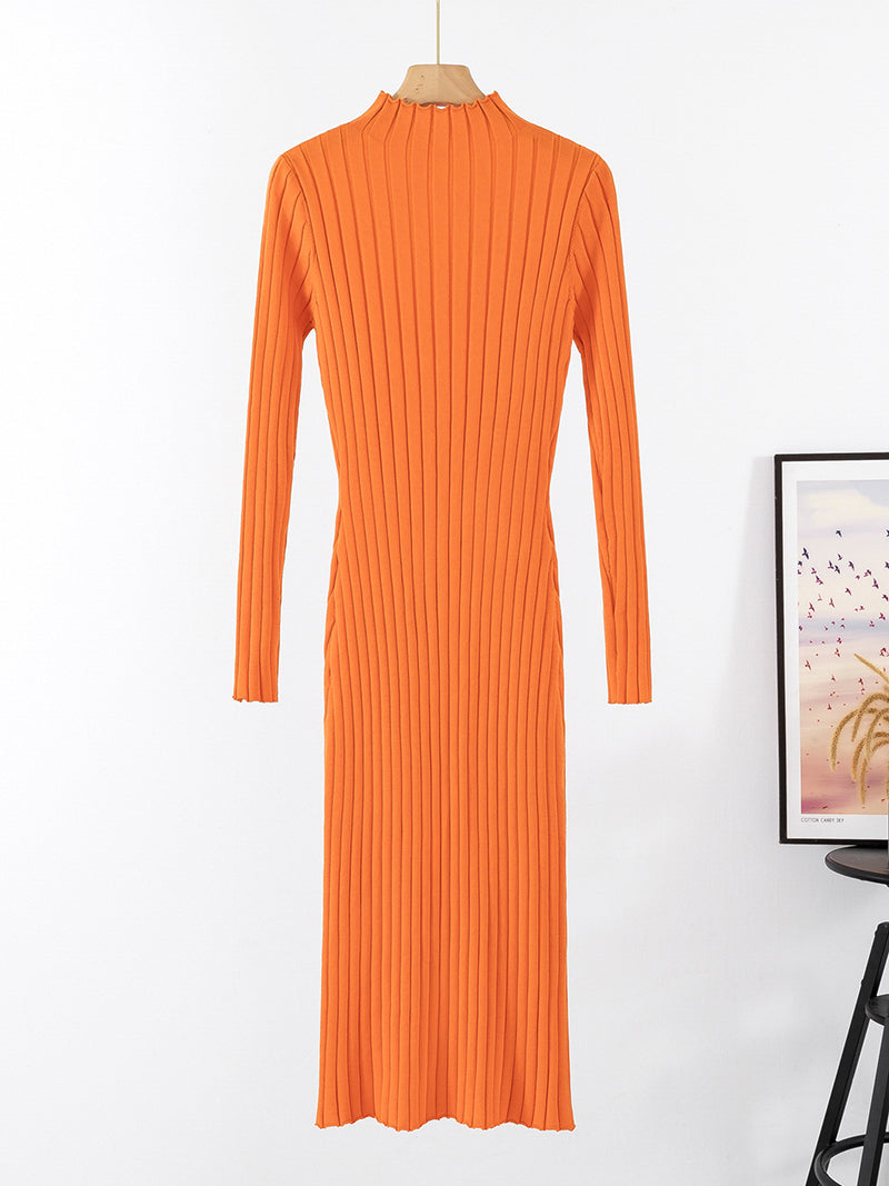 Ribbed Turtleneck Midi Dress