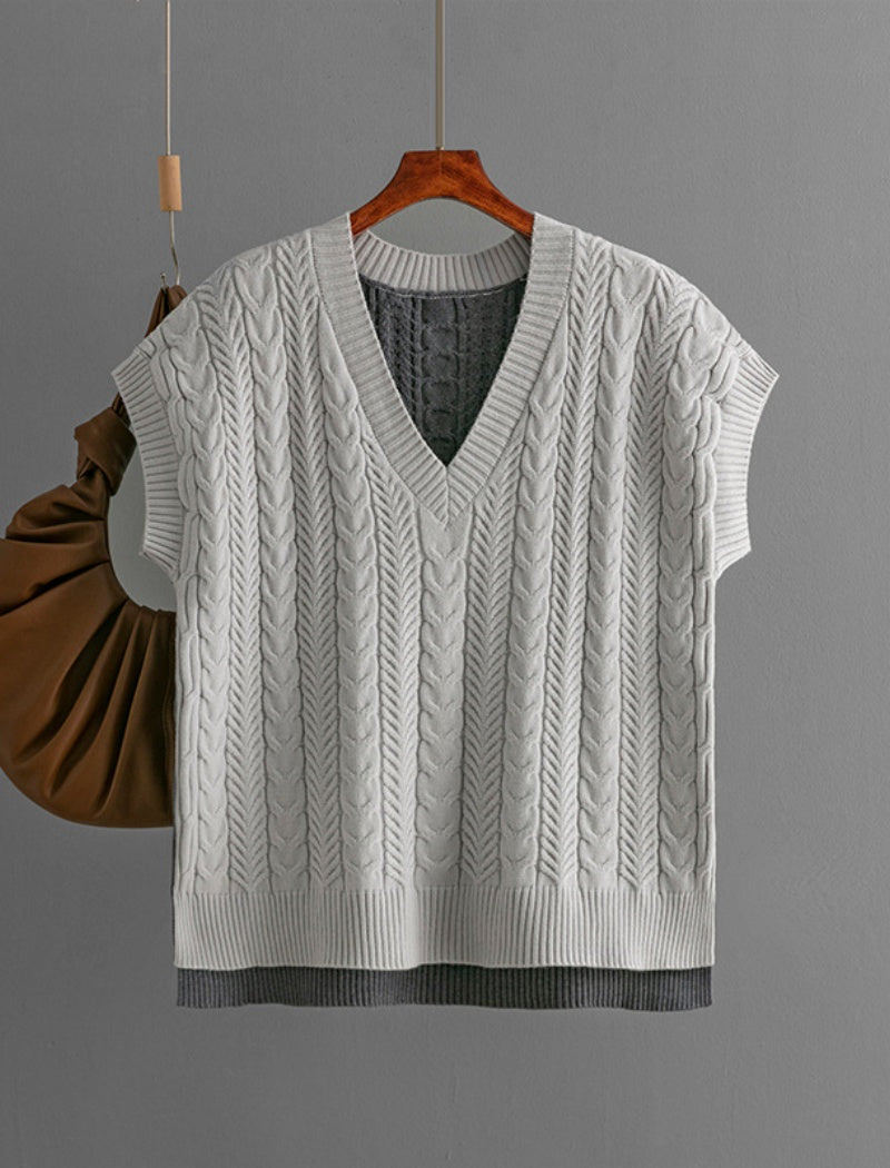 Cable Knit V-Neck Vest