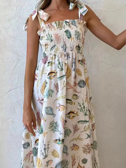 Fish Print Maxi Dress