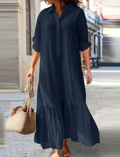 Button-Up Maxi Shirt Dress