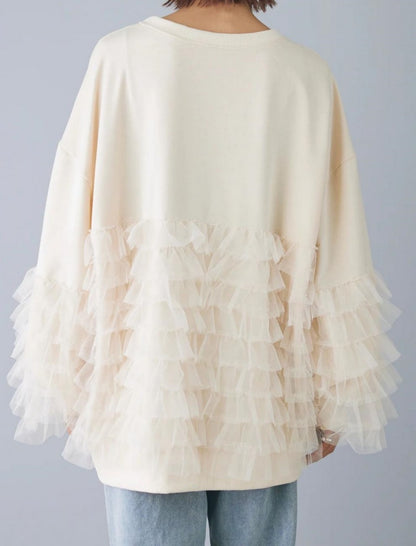 Layered Ruffle Detail Oversized Top