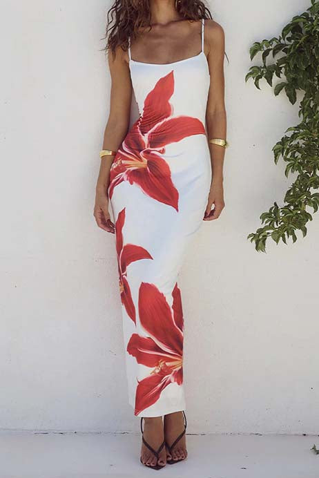 Floral Print Bodycon Maxi Dress