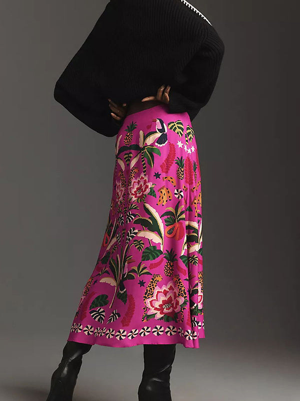 Floral A-Line Midi Skirt